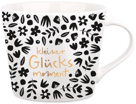 Schreibkram Manufaktur, kleiner Glücksmoment, Kaffeetasse, 420 ml | Porzellantasse mit Echtgoldveredelung, 12 x 8,5 cm - viele Sprüche und Motive zur Auswahl, Handwäsche empfohlen
