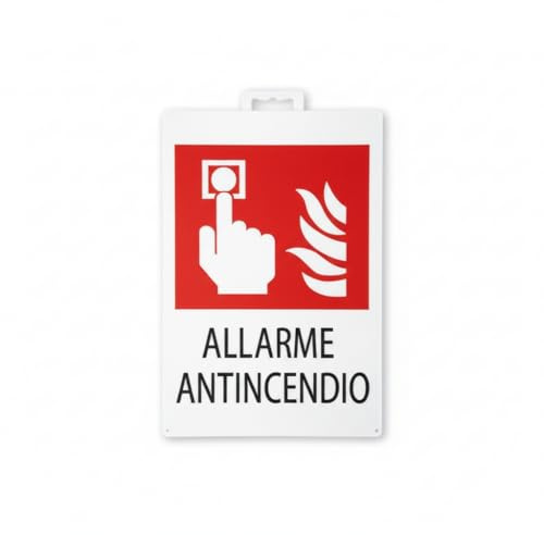 Cartello Allarme Antincendio in PVC, 20x30 cm, con Simbolo e Scritta