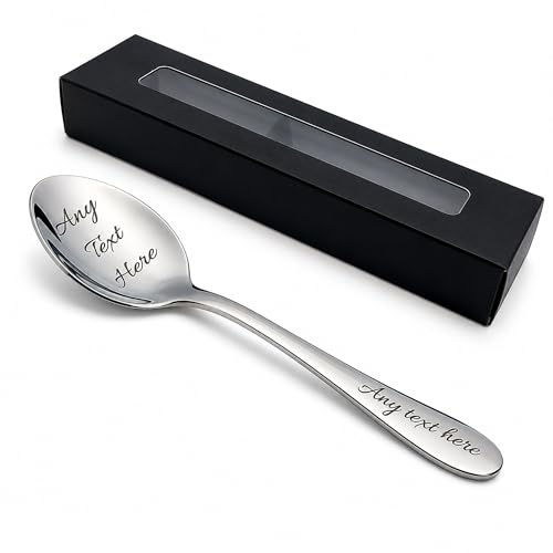 Custom Engraved Tea Spoon - Personalised Stainless Steel Tea Spoon with Name or Message - Unique Gift Wedding, Birthday Anniversary or Any Occasion Personalised Gift Dishwasher Safe