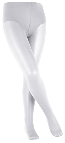 FALKE Unisex Kinder Strumpfhose Pure Matt 30 DEN K Ti transparent einfarbig 1 Stück, Weiß White 2209, 134-146
