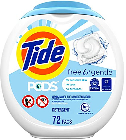 Tide Pods Free and Gentle HE Laundry Detergent, 72 ct