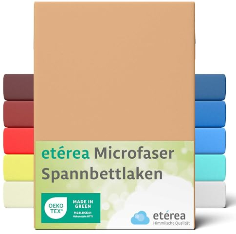 etérea Jersey Spannbettlaken 90x200-100x200 cm Sand für 15-25 cm Steghöhe 100% Microfaser - Oekotex Bettbezug Matratzen Bezug - Bettlaken 90x200cm - 100x200cm Beige