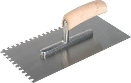 Hufa Glättekelle Stahl Holzgriff 280mm x 130mm 4x4mm gezahnt