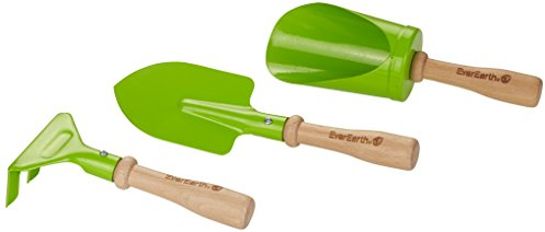 Ensemble de 3 Outils de Jardinage à Main EverEarth en Bois Durable – Jouets écologiques pour Les Petits jardiniers – Favorise la créativité et Le Contact avec la Nature – EE33644