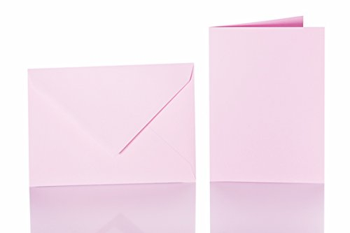 Paper24 je 25 farbiger Umschläge C5 + Faltkarten 15x20 cm Rosa