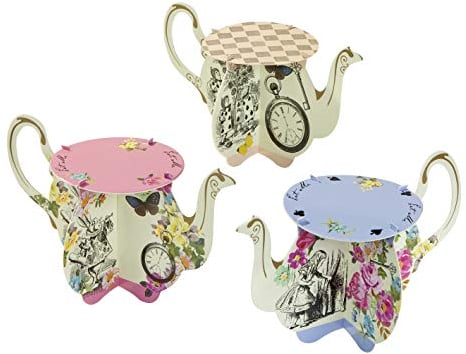 Talking Tables Truly Alice Teapot Cupcake Stands Pack of 6, Paper, Multicolor, Set of 6
