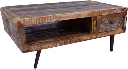 GURU SHOP Vintage Kaffeetisch, Couchtisch aus Recyclingholz - Modell 4, 45x110x60 cm