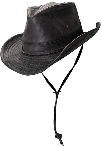 Dorfman - Outback Hat for Men, Weathered Cotton, UPF50+ UV Protection Black