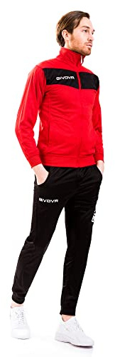 Givova Herren Visa Trainingsanzug, Mehrfarbig (rot/schwarz), 5XS