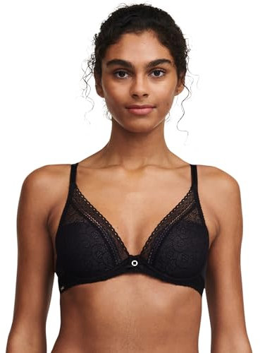 Chantelle Festive Lace Plunge Bra Soutien-Gorge de T-Shirt, Noir, 90G Femme