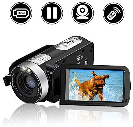 Videokamera Camcorder Full HD 1080p Digital Kamera 16x Digital Zoom Kamera 270° drehbarer 3 Zoll LCD Bildschirm mit Fernbedienung