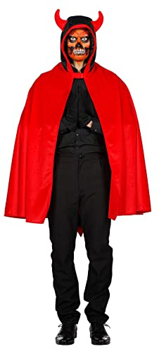 Wilbers & Wilbers Teufel Umhang Teufelsumhand Devil Satan Kapuze H?rner Halloween zum Kost?m Rot