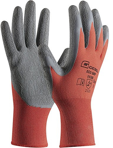 Arbeitshandschuh ECO GRIP | Größe 9 (L) | rot/grau | perfekter Griff | 1 Paar