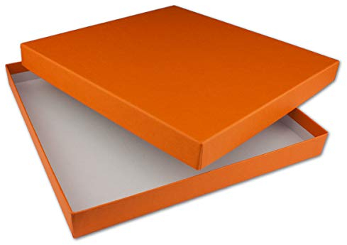 NEUSER PAPIER 1x Quadratische Aufbewahrungs- und Geschenk-Schachtel in Orange - 24 x 24 x 2,3 cm - Stülp-Schachtel mit Deckel - Ideal als Fotobox und Geschenkbox