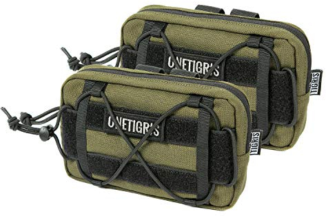 OneTigris EDC Futterbeutel für Hunde, Pouch Zusatztasche für Hunderucksack MOLLE Futterbeutel Hundetraining Geeignet für Hundegeschirren (2 Stück - Ranger Grün)