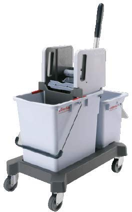 Vileda. Doble Cubo de fregado con y Prensa Vertical de 25L y 9 litros para Sistema de Limpieza de Agua Limpio/Sucio. Limpieza Profesional de Superficies