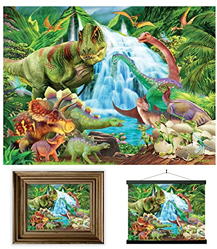 3D LiveLife Linsenförmige Wandkunst Drucke - Dinosaurier Berg von Deluxebase. Ungerahmtes 3D Jura Poster. Perfekter Wandfüller. Original kunstwerk lizenziert von bekannt künstler, Michael Searle