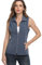 Dilgul Weste Damen Sommer Weste Jacke Stehkragen Leichte Reißverschluss Ärmellose Jacke mit Taschen Blau Medium