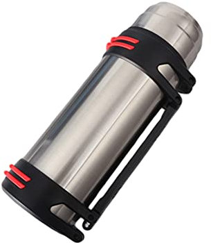Thermosflasche für Sport 1L, Trinkflasche Edelstahl, Wasserflasche Camping 2L, BPA-frei mit 2 Becher, Stabil & Auslaufsicher, für Sport, Fitness, Outdoor, Wandern