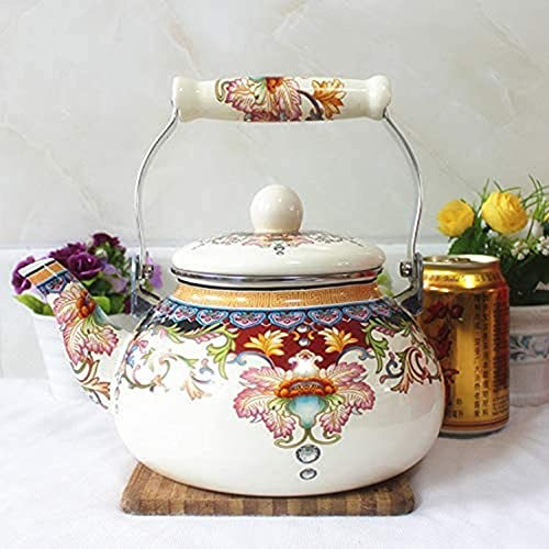 ZHANGZONG Bouilloire INOX Théière en Fonte Bouilloire sifflante Bouilloire émaillée exquise/cafetière Grande capacité Design Unique/théière Bouilloire.pour Le Bureau à Domicile Restaurant.2L8