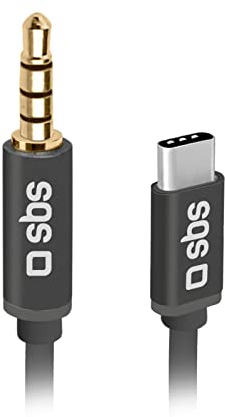 SBS Audio-Adapter für Smartphone, Kopfhörer, Hi-Fi-Stereo, Lautsprecher und Kopfhörer, 3,5 mm Klinkenstecker auf USB-C-Stecker, Metallstecker, 1 m langes Kabel