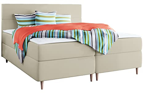 Mirjan24 Boxspringbett Namiro, Polsterbett mit 2 Bettkästen, Bett mit Kopfteil, Doppelbett mit Matratze, Bettgestell, Amerikanisches Continentalbett, Farbauswahl (Itaka 16, 180 x 200 cm)