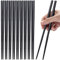10 Pairs Fiberglass Chopsticks, PYBBO Reusable Premium Japanese Chinese Korean Chopsticks Dishwasher Safe, Non-Slip, Lightweight, 24 cm/9.5 inches - Black