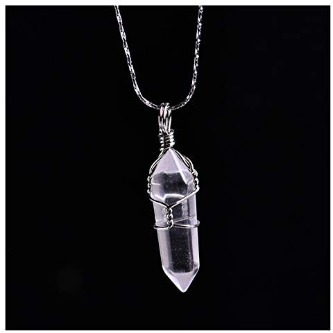 XPIT 1 stück Natürliche Kristall Mineral Ornament Amethyst Crystal Point Anhänger Paar Anhänger Halskette Anhänger DIY Geschenk Schmuck (Color : Clear Quartz)