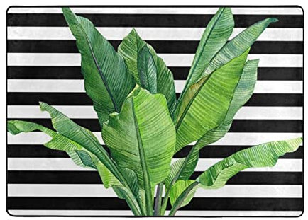 ASEELO 203x148 Cm Door Mat Green Palm Leaf Entrance Rug Dirt Trapper for Indoor and Outdoor Non-Slip Carpet Area Rug Barrier Mat