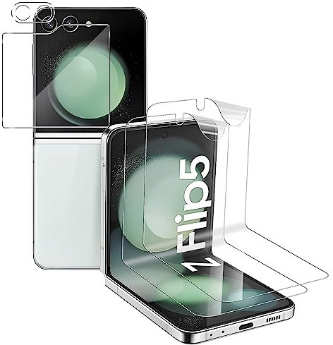 Holilo pour Samsung Galaxy Z Flip 5 5G Protecteur d'écran Souple TPU + CaméRa ArrièRe Protecteur【2+2 Pièces】,9H Dureté aux Rayures RéSistant Verre Trempé Membrane, HD Protection DéCran CaméRa Film