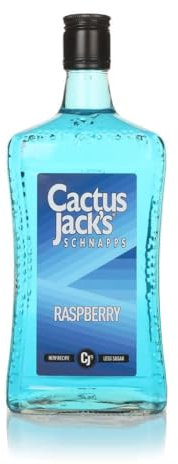 Cactus Jack's Electric Blue Raspberry, raspberry flavour sweet and sour schnapps liqueur made for shots, mixed alcoholic drinks and cocktails 700ml 15% ABV. PACKAGING MAY VARY.