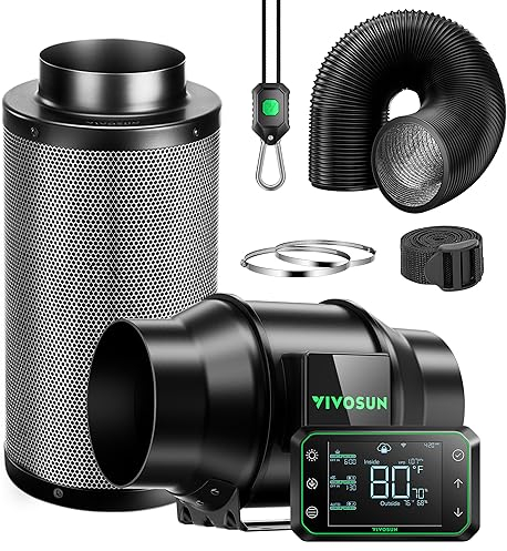 VIVOSUN PRO G6 Smart Air Filtration Kit, 15 cm AeroZesh G6 Duct Fan with GrowHub E42A, Carbon Filter & Air Duct, Cooling & Ventilation System for Grow Tent