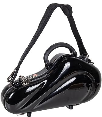 Crossrock Custodia per sassofono soprano curvo, 100% fibra di vetro rigida con cinghie per zaino, serratura TSA - nero (CRF1020CSBK), Nero, Curved Soprano Saxophone, Sax Soprano Curvo