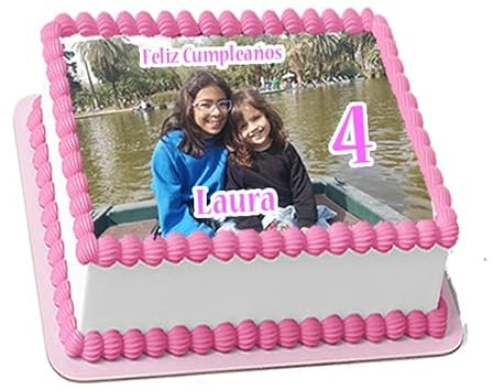 OBLEA CON FOTO, personalizada nombre y edad para pastel o Tarta, especial para cumpleaños, Medida RECTANGULAR