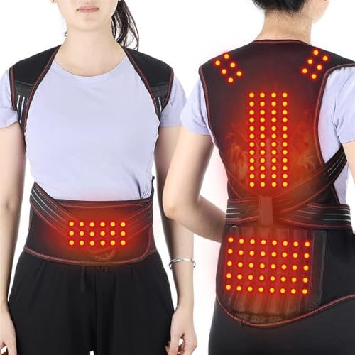 GHAKKE Physical Therapy Lumbar Back Brace Self-Heating 118pcs Magnets Full Back Support Belt Shoulder Neck Waist Support Heated Vest For Seniors Men & Women (Color : Black, Size : XL)