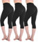 Leafigure 3er Pack Leggings Damen High Waist - 3/4 Leggins Blickdicht Schwarze für Sport Gym Yoga S-M