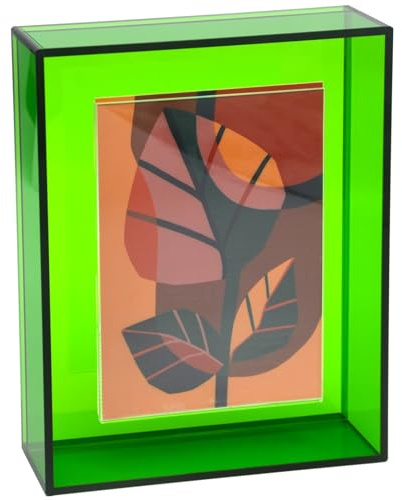 HappyDino Acryl-Bilderrahmen für Wand und Tischplatte, fluoreszierender Fotorahmen mit dekorativer heller Farbe, 10,2 x 15,2 cm, türkisgrün