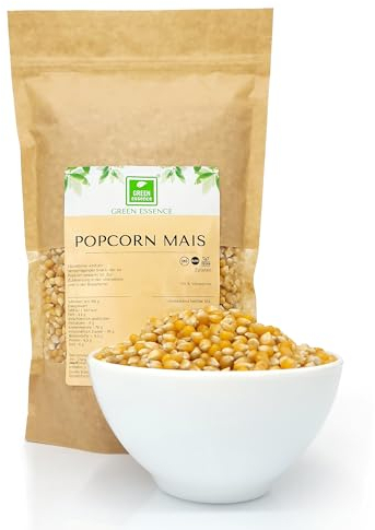 Popcornmais 1 kg von der Grünen Essenz - Popcorn ungesüsst und ungesalzen - köstlicher Mais-Snack - Kinopopcorn für die Popcornmaschinen - Maiskörner für Popcorn 1000g (1 Kg)