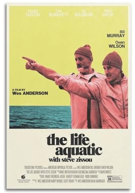 Szzmyo The Life Aquatic with Steve Zissou Poster, dekorativ, modern, ästhetisch, Leinwand-Kunstdruck, 30 x 45 cm, ungerahmt, für Wohnzimmer, Schlafzimmer, Badezimmer, Klassenzimmer, Flur, Büro