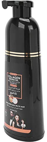 Schwarze Haarfärbeshampoo, Schwarzes Haarfarbstoff Shampoo für graues Haar, Kollagen Arganöl Haarfärbe Shampoo Färbe Zum Abdecken von Grau weißem Haar (400 Ml)