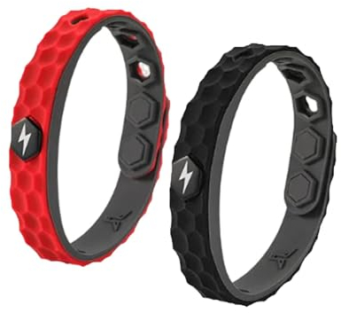 Pelinuar Afiz Ferninfrarot Negative Ionen Armband,Far Infrarot Negative Ionen Armband,reduziert ferninfrarot Negative Ionen Armband,antistatisches Silikon-Sportarmband (Black+Red)