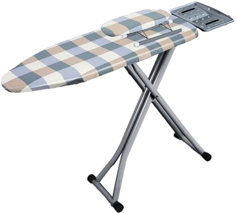 ISCBAFYX Bügelbrettbezug und -unterlage, hitze- und brennbeständiger Stoff, Kabelhalter, robust, einfach zu Falten, Bügeltisch, höhenverstellbar (Farbe: kariert, Größe: 112 x 41 cm/44 x 16 Zoll)