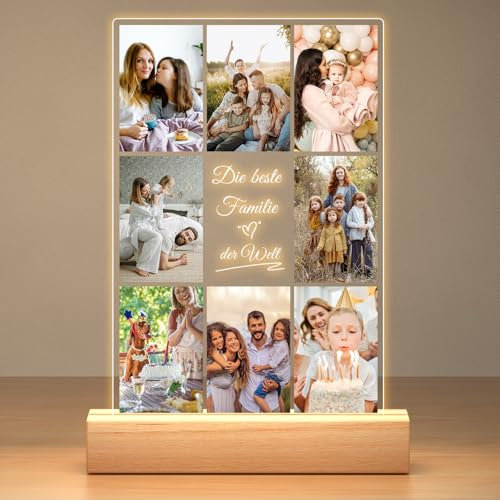 Jkolalin Personalisierte Bilderrahmen Collage mit Foto, Fotogeschenke Personalisiert Bilderrahmen mit Bild, Personalisierte Weihnachts Geschenke für Frauen Männer Mama Papa Kinder Familie