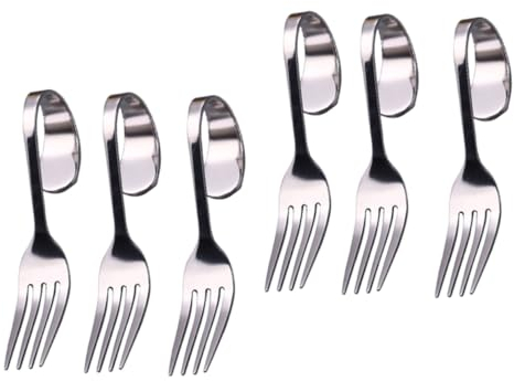 GREENADSCAPE 6 Stück Gebogene Edelstahlgabeln Kuchengabeln Salatgabeln Dessertgabeln Mit Griff