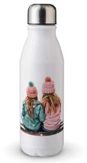 MAXIKIWI - Single Wall Water Drinking Bottle with Screw Cap, Non Insulated Lightweight Aluminium, BPA Free, Leak-Proof - Toddler Best Friends in winter - 500ml