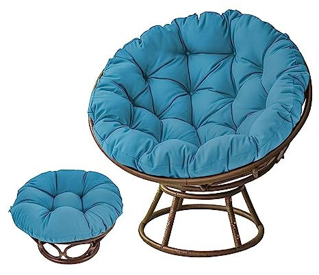 BaoTom Papasansessel Kissen 40-100cm Outdoor Sitzkissen für Hängesessel Rattanstühle Gartenstuhlauflagen Rundes Schaukelstuhlkissen, Garten Hängendes Eierstuhlkissen mit Bändern(Blue,100 * 100cm)