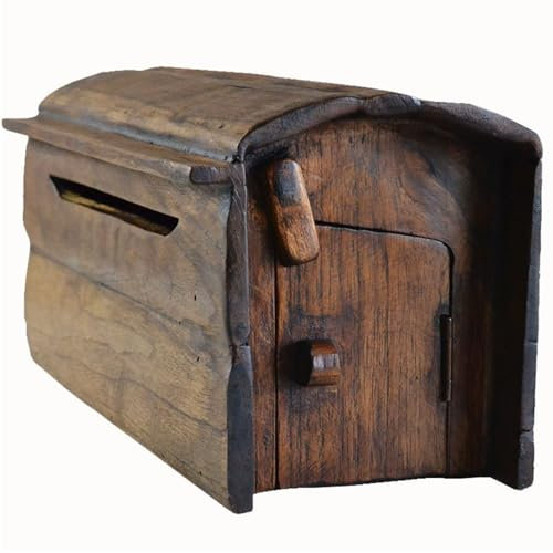 QSNYJPL Wandbriefkasten aus Holz, Rustikaler Retro Briefkästen für den Außenbereich, Personalisierte Regenfeste Postkasten, Brifkasten Geeignet für Hausbars