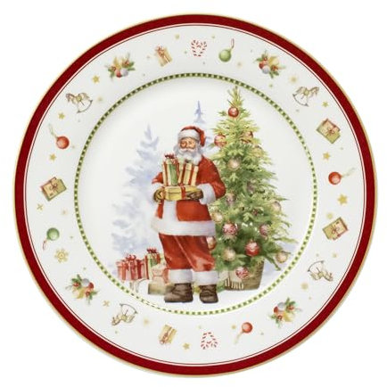 Piatto da dessert natalizio vintage in porcellana Decoro Babbo Natale 6947