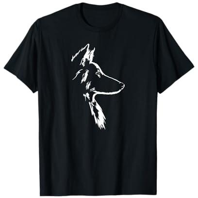Langhaarcollie Portrait Silhouette Hund Collie Hunde T-Shirt