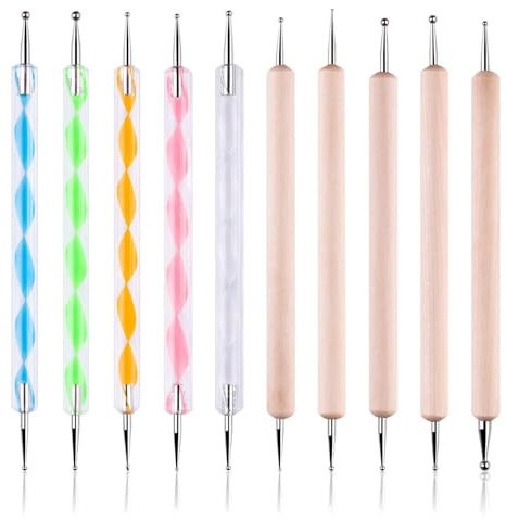 10 stücke Dotting Pen Strass Nail Art Dotting Tools，Dotting Pen Nail Art Dotting Tools ，Dotting Tools Set，Nail Design Marbleizing Werkzeug Pen，Stift Dotting Tools Set für Steinmalereiür Punkte und zum